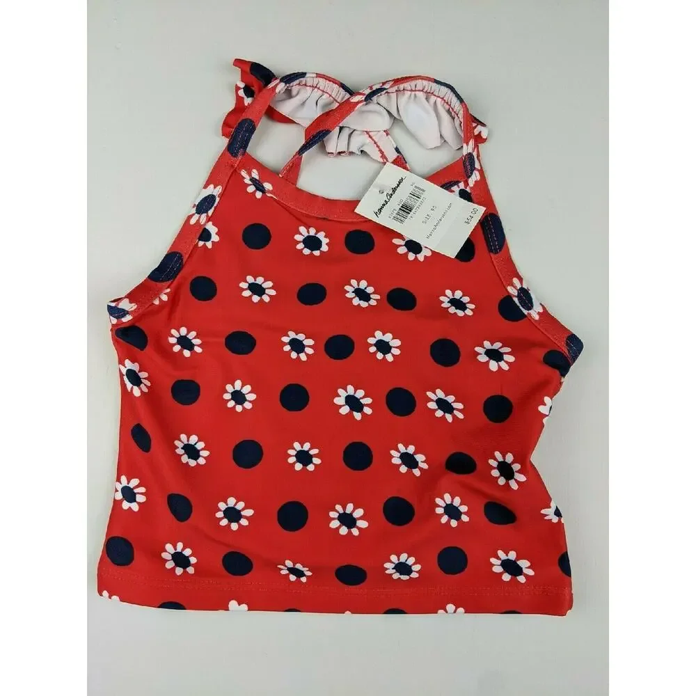Hanna Andersson Red & Navy Floral Tankini Swim 90 (3)